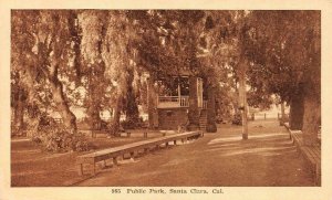 SANTA CLARA, CA  California  PUBLIC PARK Pavilion~Benches~Path  c1920's Postcard