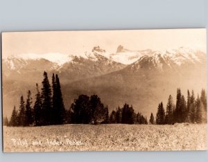 c1910 Pilot & Index Peaks Yellowstone National Park Wyoming WY Montana MT RPPC
