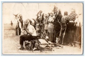 Native American Mule Headdress Toppenish Washington WA RPPC Photo Postcard 