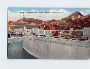 Postcard Arizona Spillway And Highway Bridge At Boulder Dam