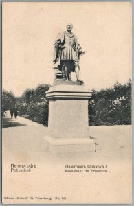 ST. PETERSBURG RUSSIA PETERHOF FRENCH KING FRANCIS I MONUMENT ANTIQUE POSTCARD