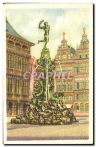 Folklore Belgian picture Cote d & # 39or Antwerp Statue Salvius Brabo throwin...