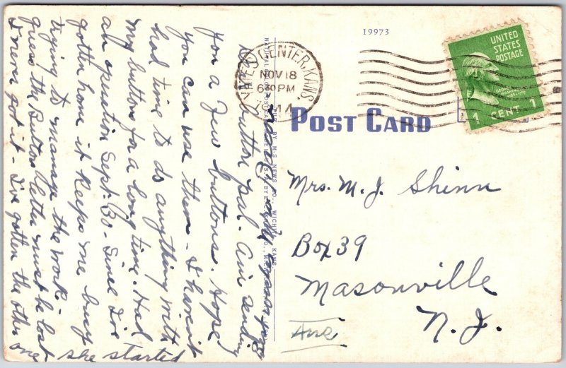 Wichita Kansas KS, 1944 Municipal Beach with Crowded Swimming Pool, Postcard