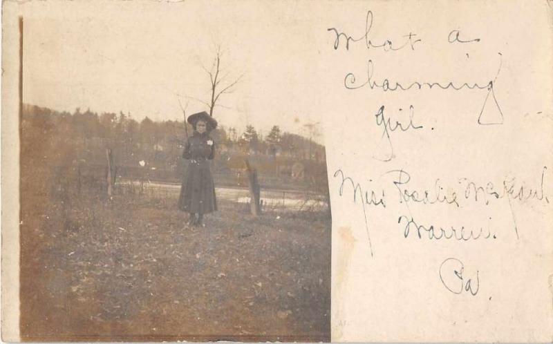 Warren Pennsylvania Girl by River Real Photo Antique Postcard J50514