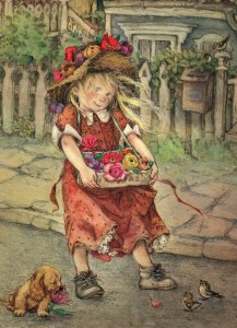 The Flower Girl,Lisi Martin Painting BIN