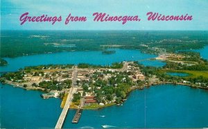 Minocqua Wisconsin Airview Island City Antigo Card Teich Postcard 21-13242