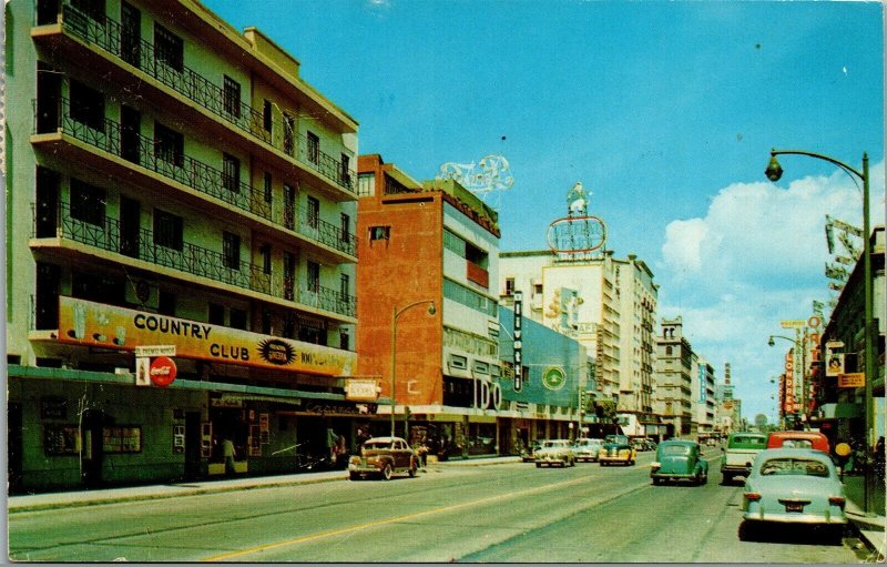 Vtg Avenida Juarez Street View Old Cars Mexico City Mexico 1950s Postcard