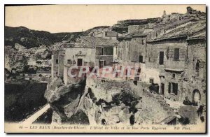 Old Postcard The Phone of Bouches Baux Hotel de Ville and Rue Porte Eygieres