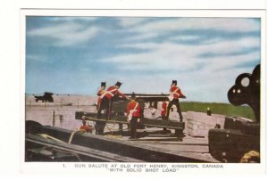 Cannon, Gun Salute At Fort Henry, Kingston, Ontario, Vintage Chrome Postcard #1