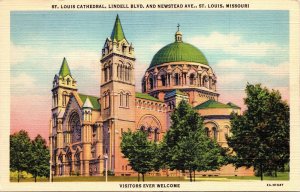 VINTAGE POSTCARD ST. LOUIS CATHEDRAL ST. LOUIS MISSOURI 1940s