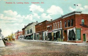 Vintage Postcard; Franklin Street Business Valparaiso IN Porter County Wheelock
