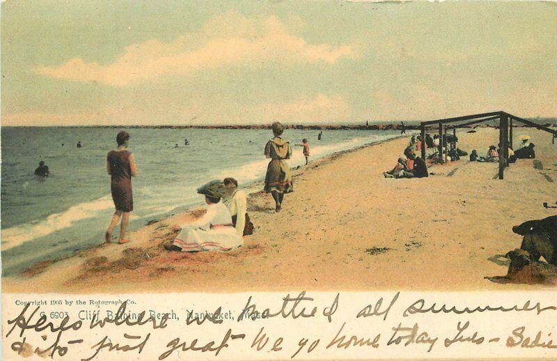 Cliff Banning Beach Massachusetts 1908 Nantucket Massachusetts Postcard 264