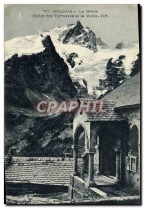 Old Postcard Dauphine La Grave Church Of Terraces And Meije