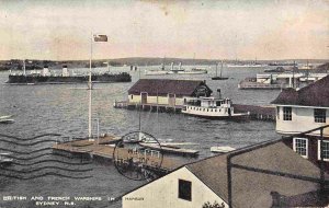 British & French War Ships Navy Sydney Nova Scotia Canada 1908 postcard