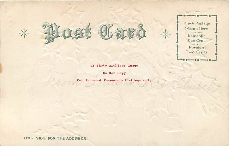 Christmas, Unknown Pub, Three Angels Praying Under Holly