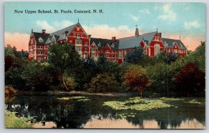 Concord New Hampshire~New Upper School St Pauls Bldg View From Pond~Vtg Postcard