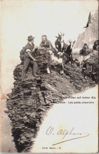 Switzerland Ziegenhuter auf Hoher Alp Vintage Postcard C121