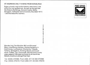 Postcard Scotland St. Andrews Woollen Mill Golf course map