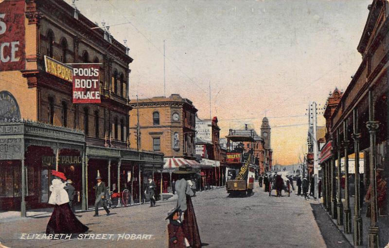 Elizabeth Street, Hobart, Australia, Early Postcard, Used