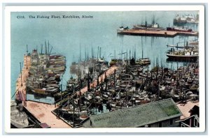 c1920's View Of The Fishing Fleet Boat Ketchikan Alaska AK Vintage Postcard