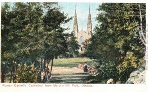 Roman Catholic Cathedral from Major's Hill Park Ottawa CAN Vintage Postcard 1905