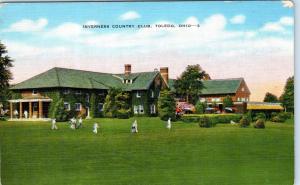 TOLEDO, OH Ohio ~ Golfers INVERNESS COUNTRY CLUB HOUSE  c1940s  Linen Postcard