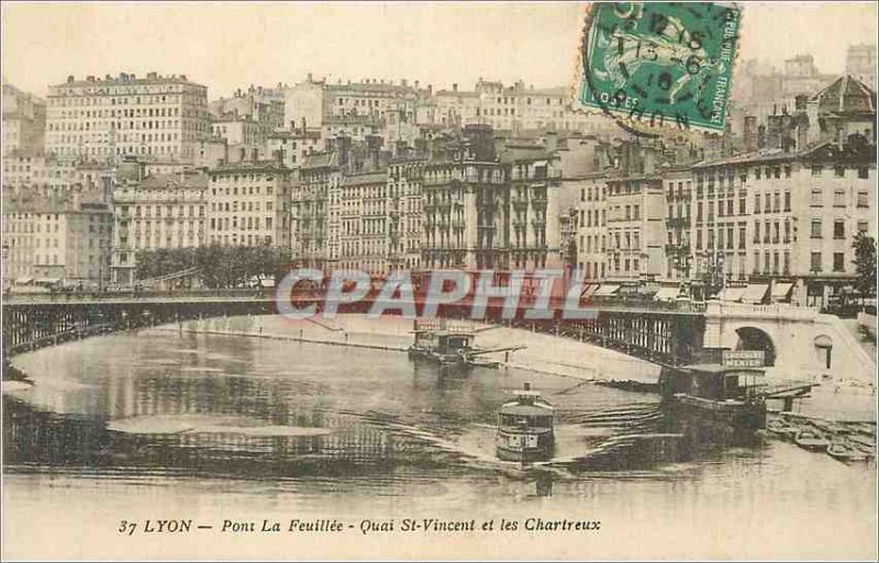 Postcard Old Bridge The Feuillee Lyon Quai St Vincent and the Carthusian Charter