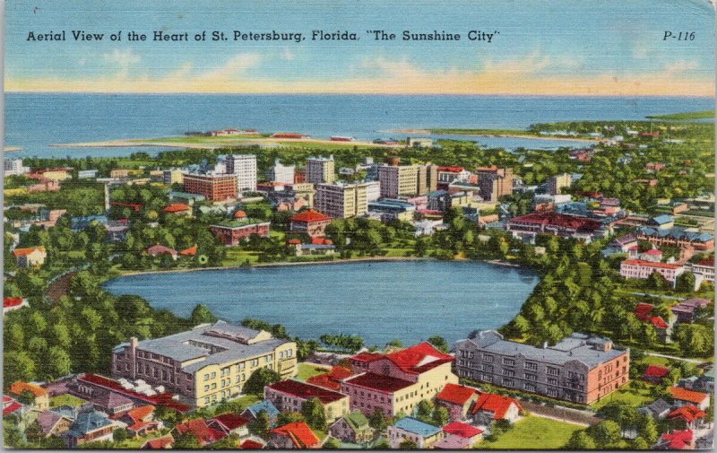 St. Petersburg Florida FL Aerial View Unused Webb's Linen Postcard F22 