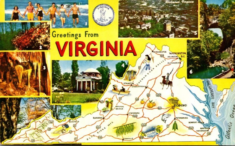 Virginia Greetings With Map and Multi Views