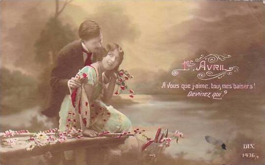 1er Avril April Fool's Day Romantic Couple Netting Fish