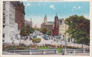 Trolley on Busy Pennsylvania Ave - Washington, DC - pm 1936 - WB