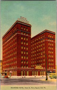 RICHFORD HOTEL, Erie, PA Vintage Postcard KD11
