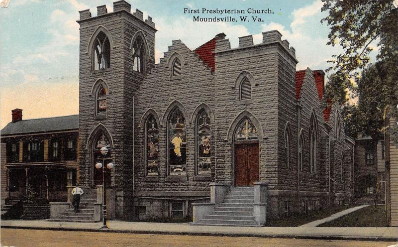 D84/ Moundsville West Virginia WV Postcard 1914 First Presbyterian Church
