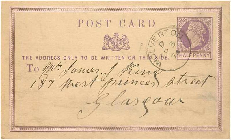 Entier Postal Stationery Postal Britain Great Britain Wolverton to Glasgow in...