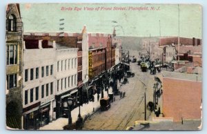 Plainfield NJ Front Street Birds Eye View Postcard