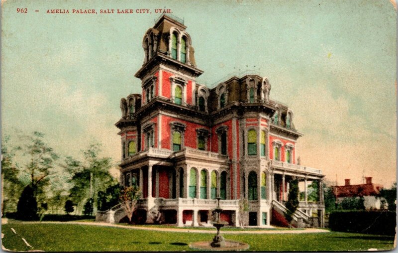 Vtg Salt Lake City Utah UT Amelia Palace 1910s Antique Old View Postcard