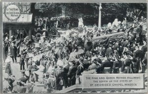 British Royalty Postcard king and queen mother coffin funeral procession Windsor