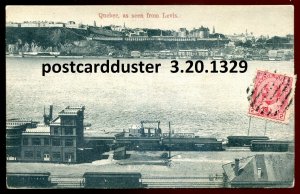 1329 - QUEBEC CITY Postcard 1911 View from Levis. Harbor