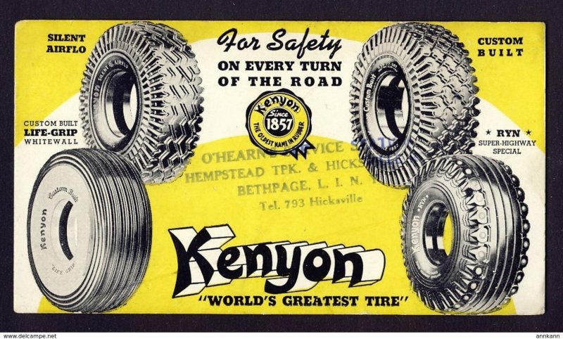 Bethpage, L.I. N.Y. USA - Kenyon world's greatest tires For Safety on every