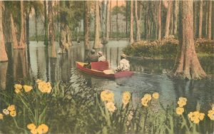 Postcard 1934 South Carolina Charleston Cypress Gardens hand colored 23-12059