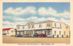 Mobile Alabama Malbis Restaurant Linen Vintage Postcard AA68576