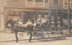 RPPC SAUER'S MARKET HORSE CARRIAGE BUFFALO NEW YORK REAL PHOTO POSTCARD 1911