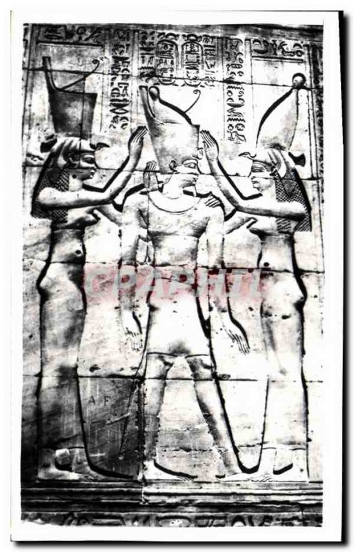 Postcard Ancient Egypt Edfu Egypt Gods cromming the King Ptolomey