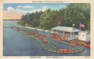 Mays Landing NJ~Lake Lenape Amusement Park-Skooter U-Drive Boat-1941 POSTCARD