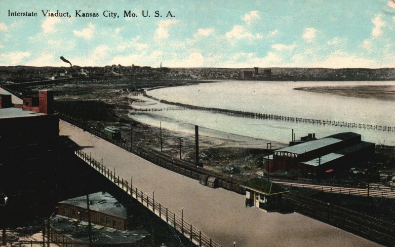 Vintage Postcard 1910's Insterstate Viaduct Kansas City Missouri MO U. S. A.