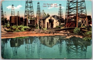 Oil Derricks And Lake Of Oil Long Beach California Postcard