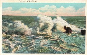 Vintage Postcard 1920's Among The Breakers Crest of a Wave from the Briny Deep