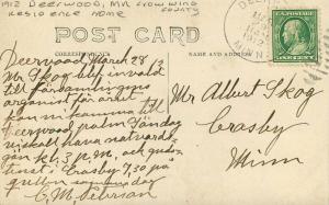 Crowwing County Deerwood Minnesota 1912 RPPC Photo Postcard Residence 434