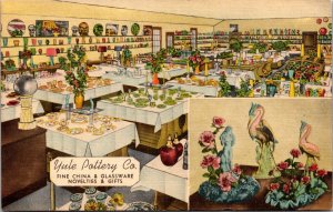 Linen Postcard Yule Pottery Company China Glassware Gift Evansville Indiana~4070