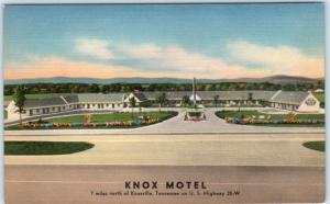 KNOXVILLE, Tennessee  TN  Roadside KNOX MOTEL  ca 1940s Linen Postcard